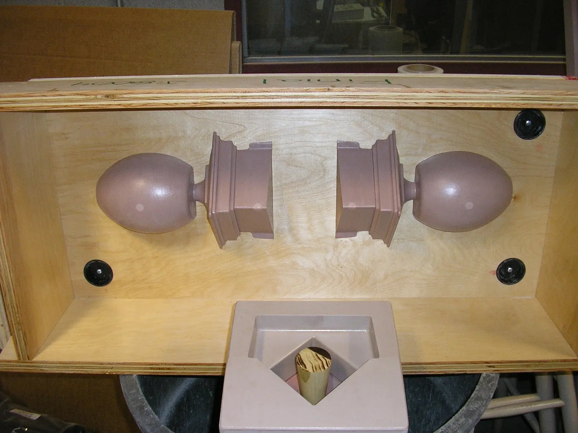 The final wooden pattern for making sand molds The final wooden pattern for making sand molds